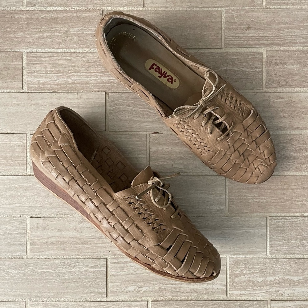 Fayva Vintage Woven Leather Lace Up Shoe.
